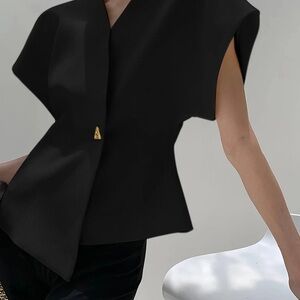 COMMENSE Elegant Black Asymmetrical Top